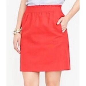 2/$28 J.Crew Sidewalk Skirt Women's Size 4 Red Paper Bag Waist Pockets 97% Wool